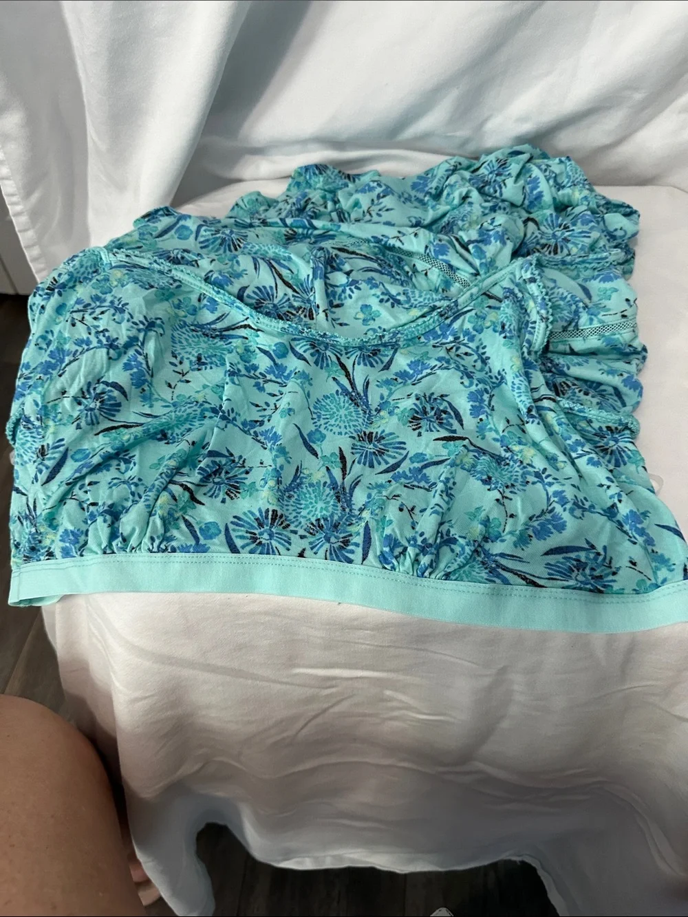 Light Blue Floral Slip Dress  nightgown- Women
